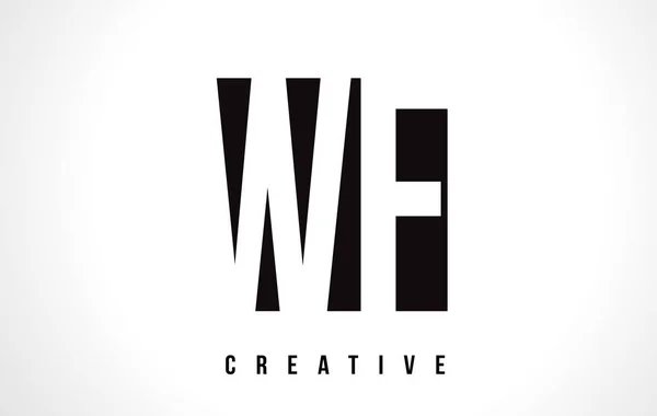 Diseño del logotipo de la letra blanca de WF W F con cuadrado negro . — Vector de stock