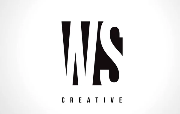 WS W S White Letter Logo Design avec carré noir . — Image vectorielle