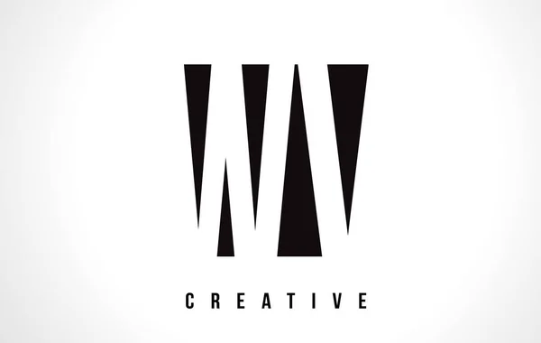 Wv W V 흰색 문자 로고 디자인 블랙 스퀘어. — 스톡 벡터