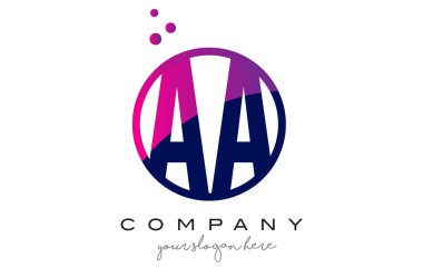 AA A Circle Letter Logo Design with Purple Dots Bubbles clipart