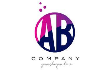 AB A B daire mektup Logo tasarımı ile mor baloncuklar nokta
