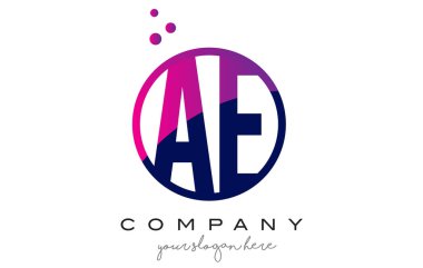 AE A D daire mektup Logo tasarımı ile mor baloncuklar nokta