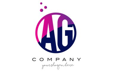 AG A G daire mektup Logo tasarımı ile mor baloncuklar nokta