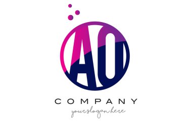 Ao A O daire mektup Logo tasarımı ile mor baloncuklar nokta