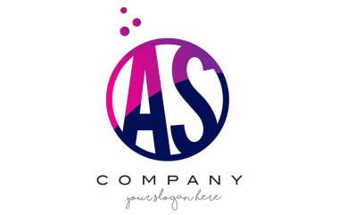 Bir S daire mektup Logo Tasarım olarak mor noktalar kabarcıkları ile