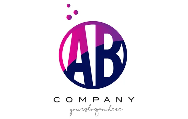 AB A B Circle Lettera Logo Design con puntini viola bolle — Vettoriale Stock