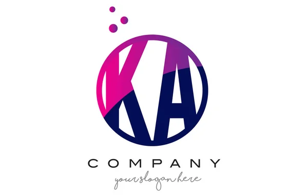 Amment K kör levél Logo Design lila pontozott buborékok — Stock Vector