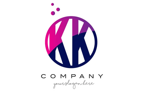 KK K K koło list Logo Design z fioletowym punktów pęcherzyki — Wektor stockowy
