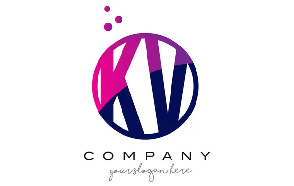 KV K V kör levél Logo Design lila pontozott buborékok — Stock Vector