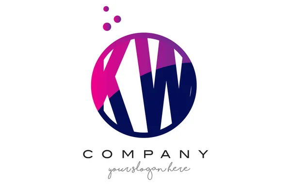 KW-K W kör levél Logo Design lila pontozott buborékok — Stock Vector