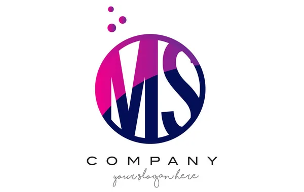 MS M S koło list Logo projekt z fioletowym punktów pęcherzyki — Wektor stockowy