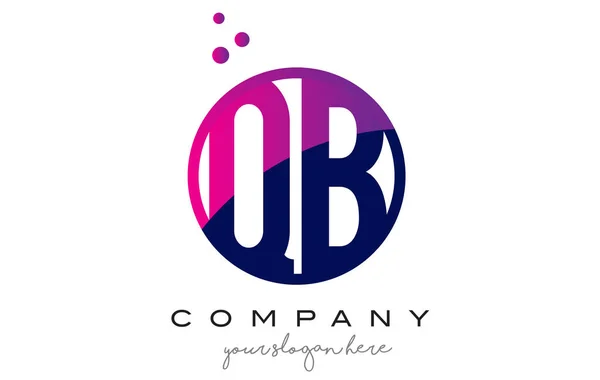 QB Q B cerchio lettera logo design con puntini viola bolle — Vettoriale Stock