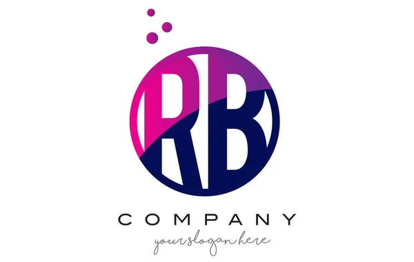 RB R B koło list Logo Design z fioletowym punktów pęcherzyki — Wektor stockowy