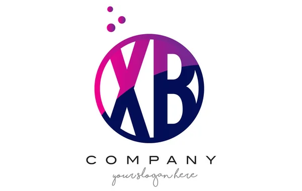 XB X B koło list Logo Design z fioletowym punktów pęcherzyki — Wektor stockowy