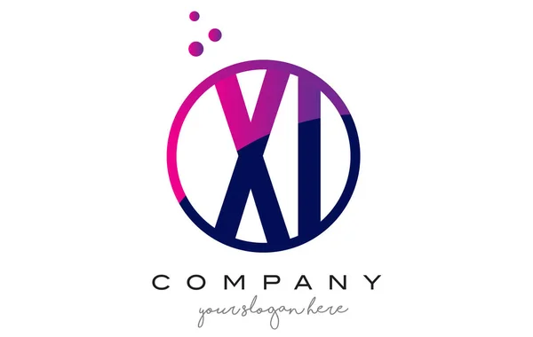 XI X I kör levél Logo Design, lila pontok buborékok — Stock Vector