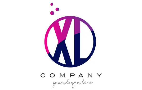 XL X L daire mektup Logo tasarımı ile mor baloncuklar nokta — Stok Vektör