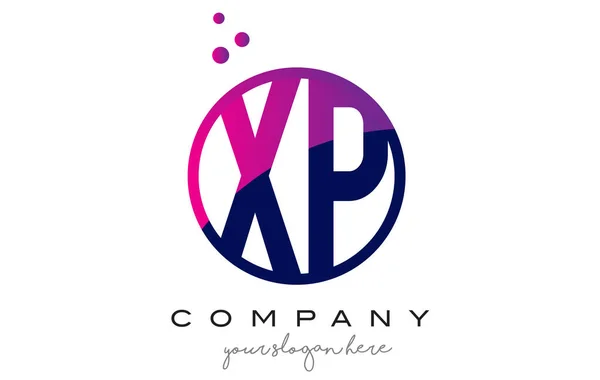 XP X P kör levél Logo Design lila pontozott buborékok — Stock Vector