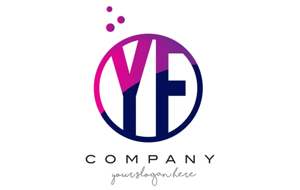 Kör YF Y F betű Logo Design lila pontozott buborékok — Stock Vector