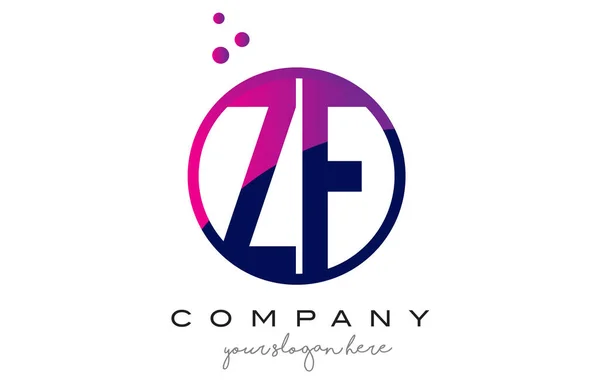 ZF Z F kör levél Logo Design lila pontozott buborékok — Stock Vector