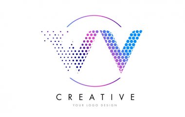 WV W V pembe pembe noktalı kabarcık mektup Logo tasarlamak vektör