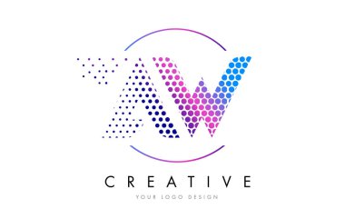 AW W pembe pembe noktalı kabarcık mektup Logo tasarlamak vektör