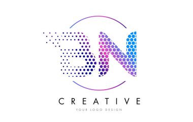 Kabarcık mektup Logo tasarlamak vektör Bn B N pembe pembe noktalı