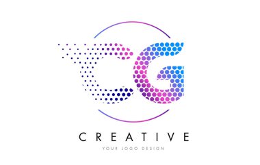 Kabarcık mektup Logo tasarlamak vektör CG C G pembe pembe noktalı