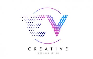 Ev E V pembe pembe noktalı kabarcık mektup Logo tasarlamak vektör