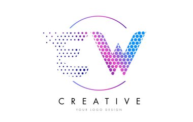 Kabarcık mektup Logo tasarlamak vektör ew E W pembe pembe noktalı
