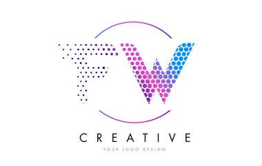 Kabarcık mektup Logo tasarlamak vektör FW F W pembe pembe noktalı