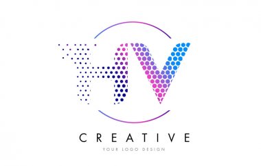 Kabarcık mektup Logo tasarlamak vektör HV H V pembe pembe noktalı