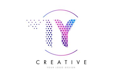 Iy ben Y pembe pembe noktalı kabarcık mektup Logo tasarlamak vektör