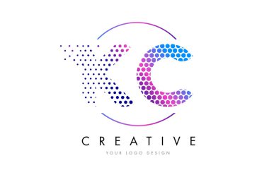 Kabarcık mektup Logo tasarlamak vektör KC K C pembe pembe noktalı