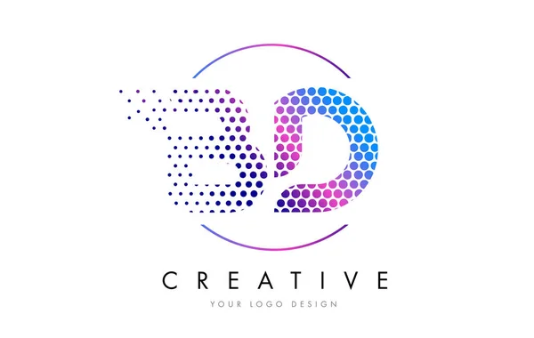 BD B D růžová purpurová tečkované bublina dopis Logo Design vektor — Stockový vektor