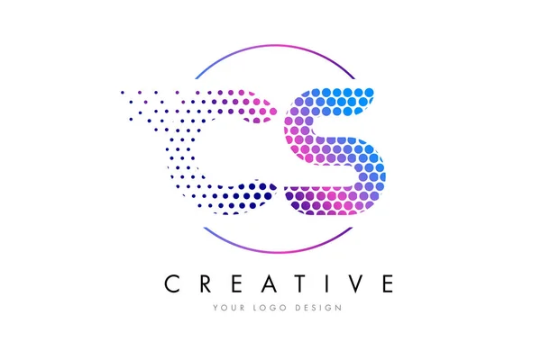 CS C S Pink Magenta Dotted Bubble Letter Logo Design Vector — Stock Vector
