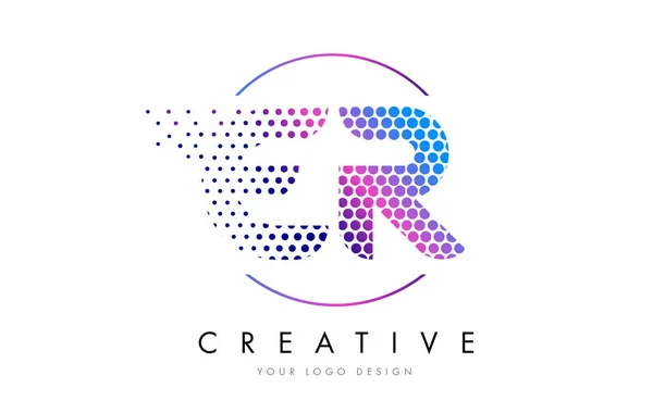 ER E R růžová purpurová tečkované bublina dopis Logo Design vektor — Stockový vektor