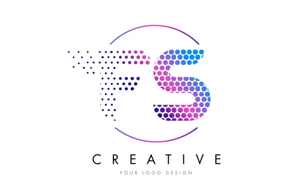 FS F S růžová purpurová tečkované bublina dopis Logo Design vektor — Stockový vektor