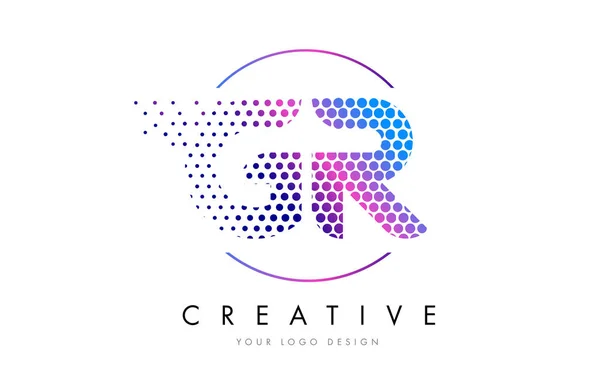 GR G R Magenta rosa pontilhada bolha carta logotipo Design Vector — Vetor de Stock