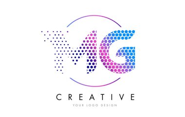 Kabarcık mektup Logo tasarlamak vektör mg M G pembe pembe noktalı