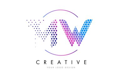 Kabarcık mektup Logo tasarlamak vektör MW M W pembe pembe noktalı