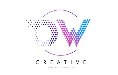 Ah O W pembe pembe noktalı kabarcık mektup Logo tasarlamak vektör