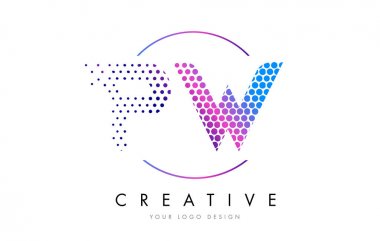 Kabarcık mektup Logo tasarlamak vektör PW P W pembe pembe noktalı