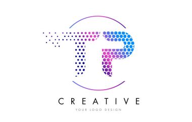 Kabarcık mektup Logo tasarlamak vektör TP T P pembe pembe noktalı
