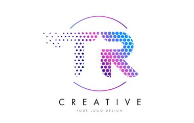 Kabarcık mektup Logo tasarlamak vektör tr T R pembe pembe noktalı