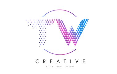 Kabarcık mektup Logo tasarlamak vektör tw T W pembe pembe noktalı