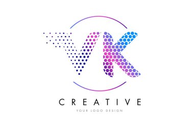 VK V K pembe pembe noktalı kabarcık mektup Logo tasarlamak vektör