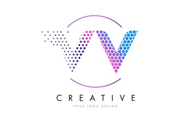 VV V pembe pembe noktalı kabarcık mektup Logo tasarlamak vektör