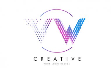 VW V W pembe pembe noktalı kabarcık mektup Logo tasarlamak vektör