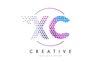 Kabarcık mektup Logo tasarlamak vektör XC X C pembe pembe noktalı