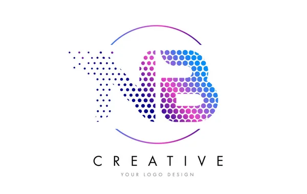 NB N B růžová purpurová tečkovaný bublina dopis Logo Design vektor — Stockový vektor